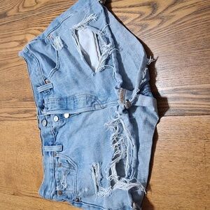 LEVI'S STRAUSS 501 Jeans Shorts Womens 27 BLUE Preowned PREMIUM Button Fly Used